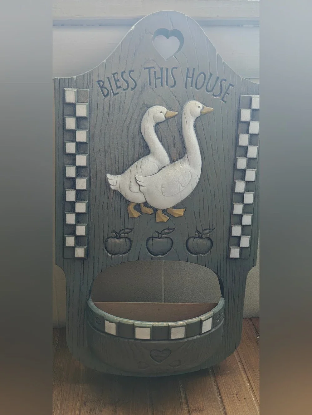 Vintage 1988 'Bless This House' Goose Burwood Wall Pocket